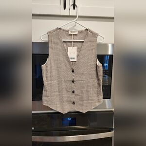 Everlane Brown and White Houndstooth Vest